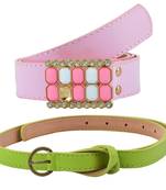" Pink And Green Color" Belt Combo For Womens