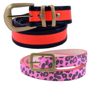 " Pink And Orange Color" Belt Combo For Womens 1