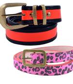 " Pink And Orange Color" Belt Combo For Womens