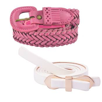 " Pink And White Color" Belt Combo For Womens 1