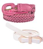 " Pink And White Color" Belt Combo For Womens