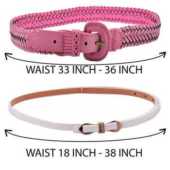 " Pink And White Color" Belt Combo For Womens 4