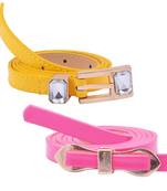 " Yellow And Pink Color" Belt Combo For Womens