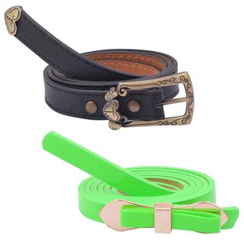 " Green And Black Color" Belt Combo For Womens 1