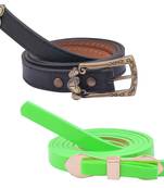 " Green And Black Color" Belt Combo For Womens