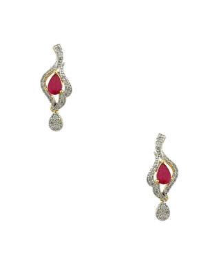 Ruby Red CZ AD American Diamond Pendant Set Jewellery for Women - Orniza 3