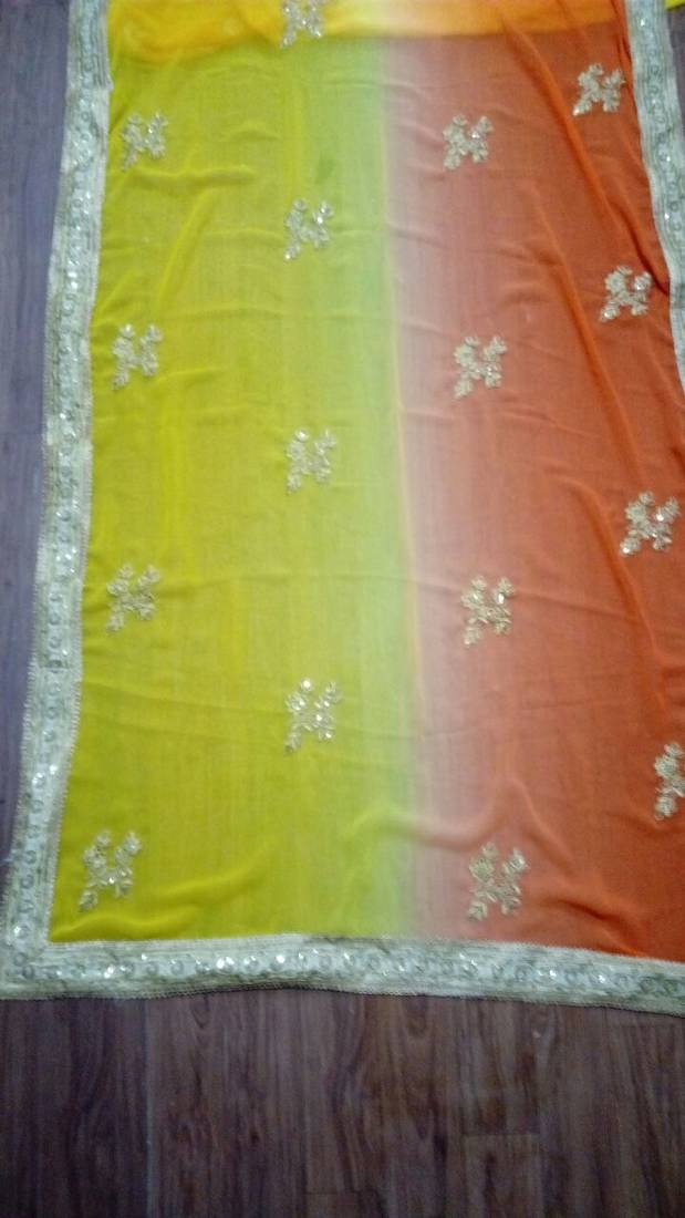 yellow embroidered  saree With Blouse