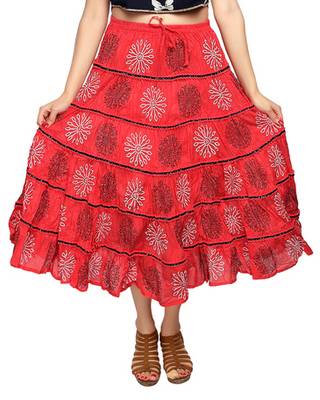 Coral cotton printed skirts 1