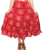 Coral cotton printed skirts