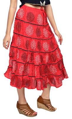 Coral cotton printed skirts 3
