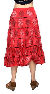 Coral cotton printed skirts 4