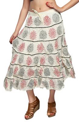 Cream cotton printed skirts 1