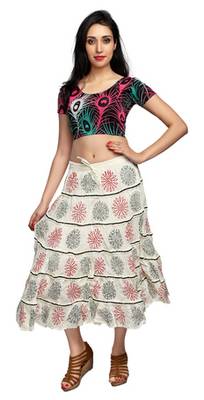 Cream cotton printed skirts 2