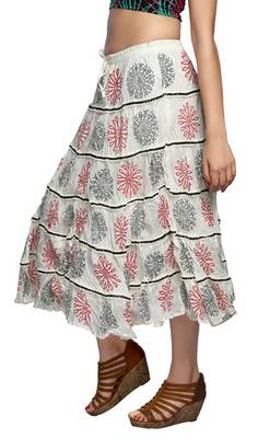 Cream cotton printed skirts 3