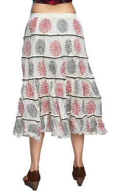 Cream cotton printed skirts 4