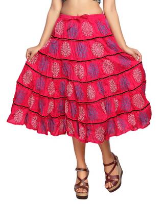 Pink cotton printed skirts 1