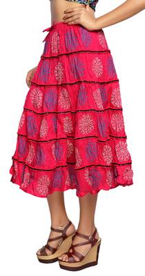 Pink cotton printed skirts 3