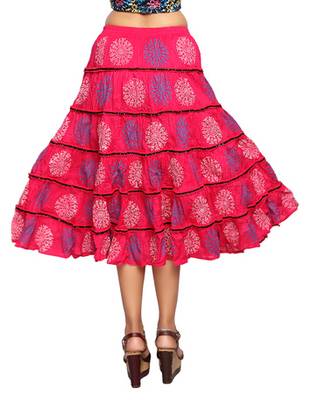Pink cotton printed skirts 4