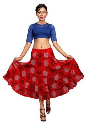 Red cotton printed skirts 2