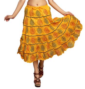 Yellow cotton printed skirts 1