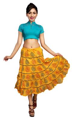 Yellow cotton printed skirts 2