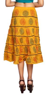 Yellow cotton printed skirts 4