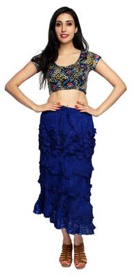 Blue cotton plain skirts 2