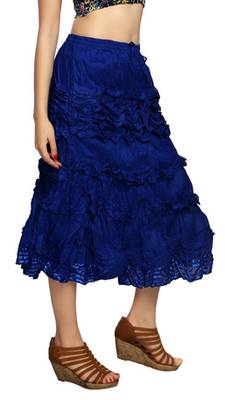 Blue cotton plain skirts 3