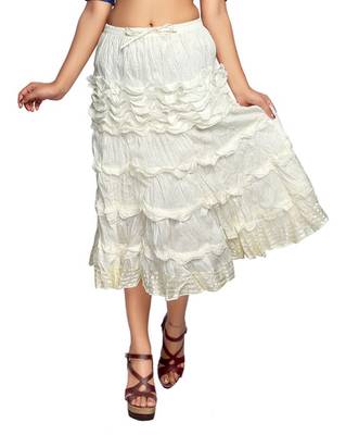 Off white cotton plain skirts 1