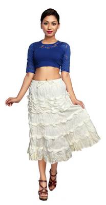Off white cotton plain skirts 2