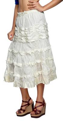 Off white cotton plain skirts 3