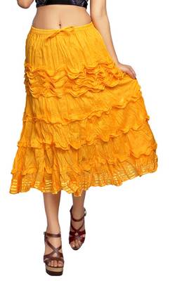 Yellow cotton plain skirts 1