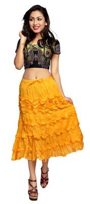 Yellow cotton plain skirts 2