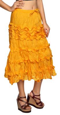 Yellow cotton plain skirts 3