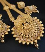 Temple jewellery with goddess laxmi necklace set