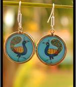 Handpainted Beautiful Peacock Dangler Earrings