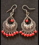Oxidized Royal Silver Detailed Carved Dangler Earrings