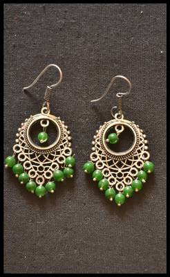 Oxidized Royal Silver Detailed Carved Dangler Earrings 1