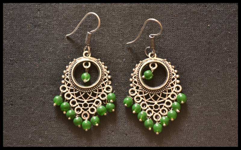 Oxidized Royal Silver Detailed Carved Dangler Earrings