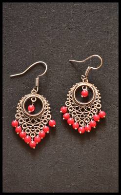 Oxidized Royal Silver Detailed Carved Dangler Earrings 1