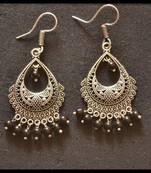 Oxidized Royal Silver Detailed Carved Dangler Earrings