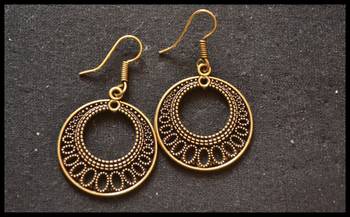 Golden Antique Jhumka type Dangler Earrings 1