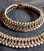 Double line kundan anklet