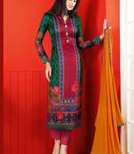 Dark Green Diamond Work Satin Semi Stitched Salwar With Dupatta