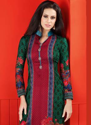 Dark Green Diamond Work Satin Semi Stitched Salwar With Dupatta 2