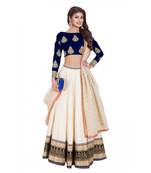Cream and Navy blue celebrity Lehenga semistiched