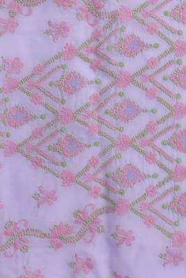 Purple Embroidered Cotton Saree With Blouse 4