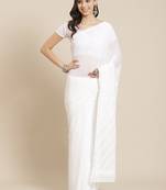ADA White Hand Embroidered Lucknow Chikankari Women Georgette Saree With Blouse - A129607