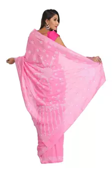 Pink Embroidered Georgette Saree With Blouse