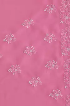Pink Embroidered Georgette Saree With Blouse